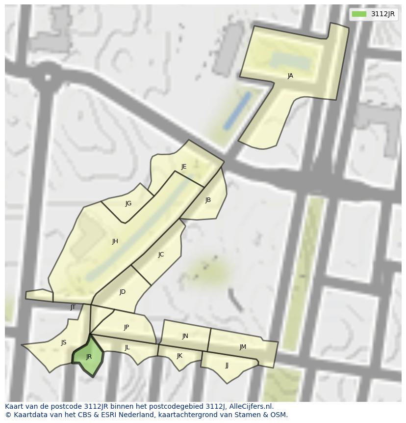 Afbeelding van het postcodegebied 3112 JR op de kaart.