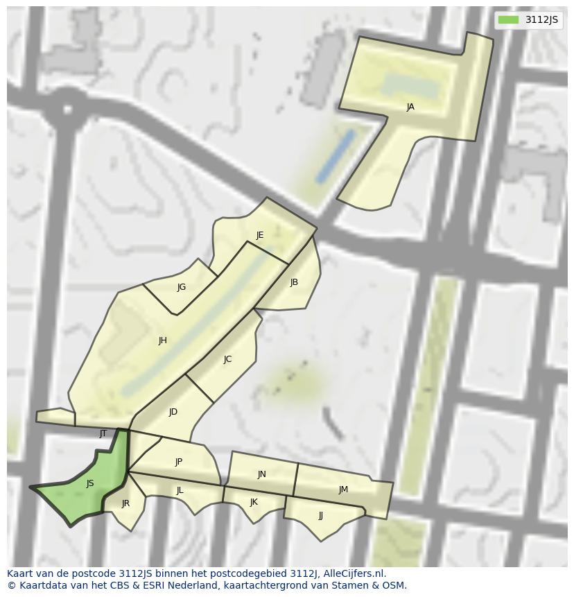 Afbeelding van het postcodegebied 3112 JS op de kaart.