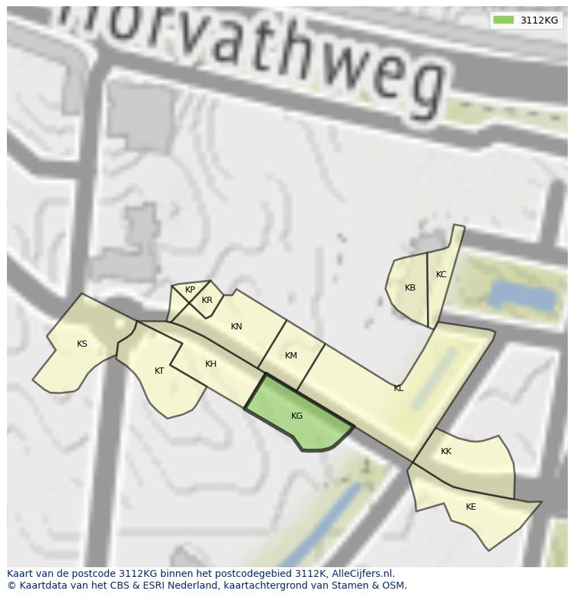 Afbeelding van het postcodegebied 3112 KG op de kaart.