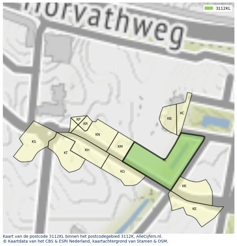 Afbeelding van het postcodegebied 3112 KL op de kaart.