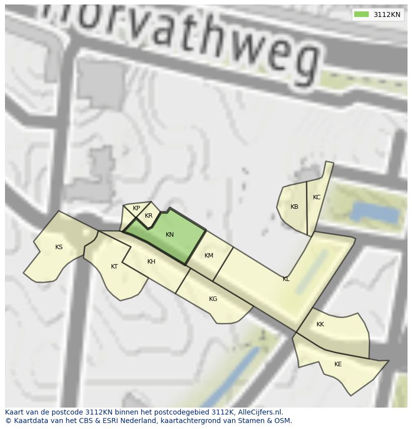 Afbeelding van het postcodegebied 3112 KN op de kaart.