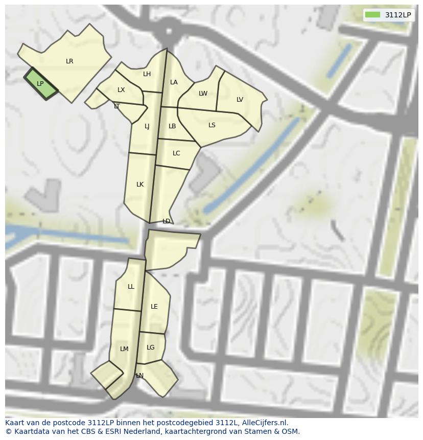 Afbeelding van het postcodegebied 3112 LP op de kaart.