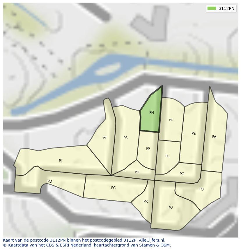 Afbeelding van het postcodegebied 3112 PN op de kaart.