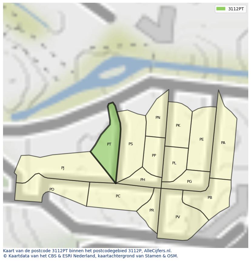 Afbeelding van het postcodegebied 3112 PT op de kaart.