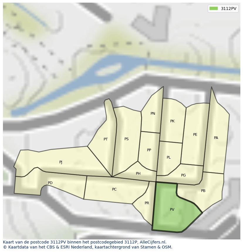 Afbeelding van het postcodegebied 3112 PV op de kaart.