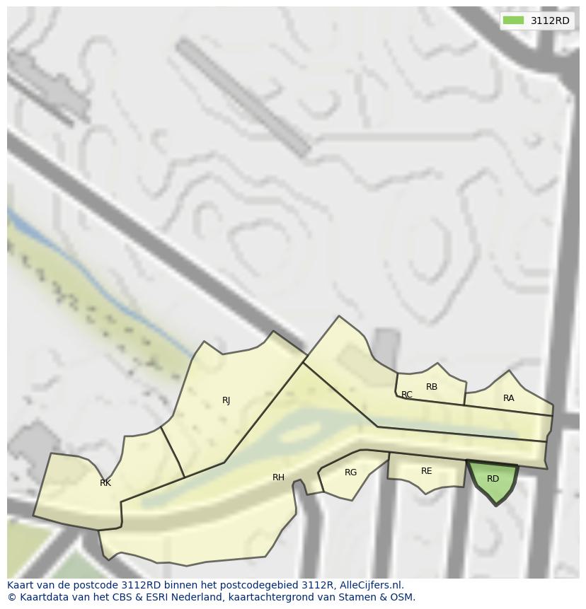 Afbeelding van het postcodegebied 3112 RD op de kaart.