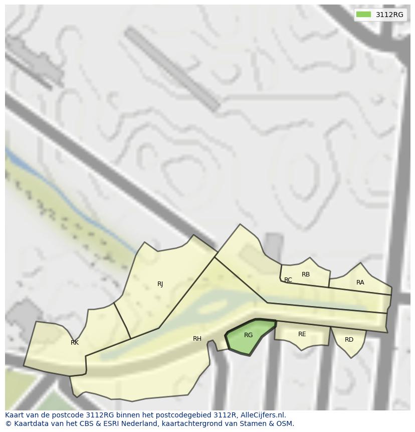 Afbeelding van het postcodegebied 3112 RG op de kaart.