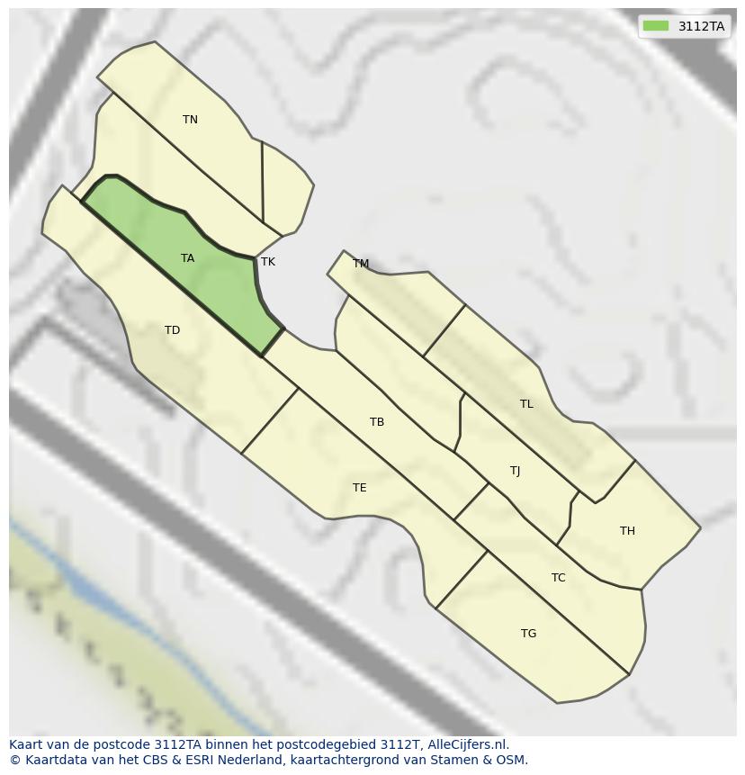Afbeelding van het postcodegebied 3112 TA op de kaart.