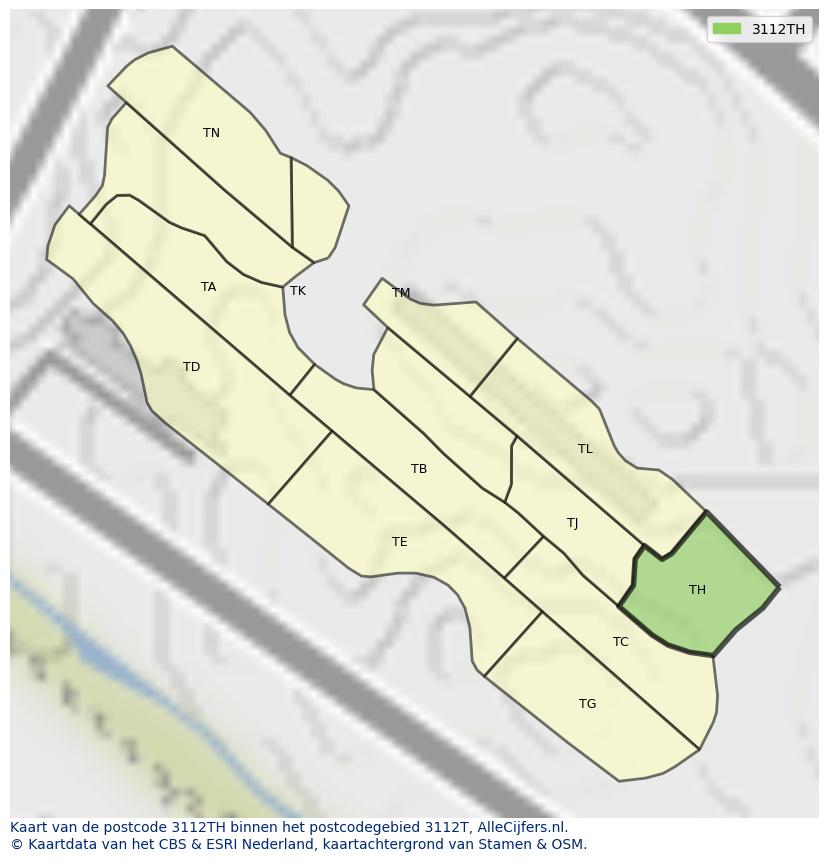 Afbeelding van het postcodegebied 3112 TH op de kaart.