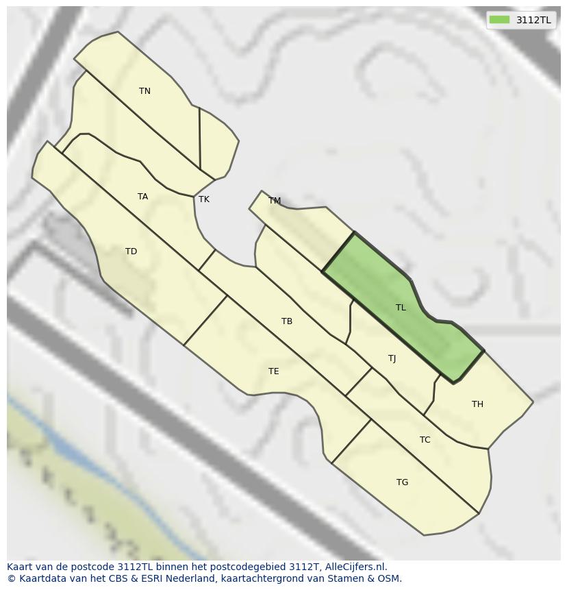 Afbeelding van het postcodegebied 3112 TL op de kaart.