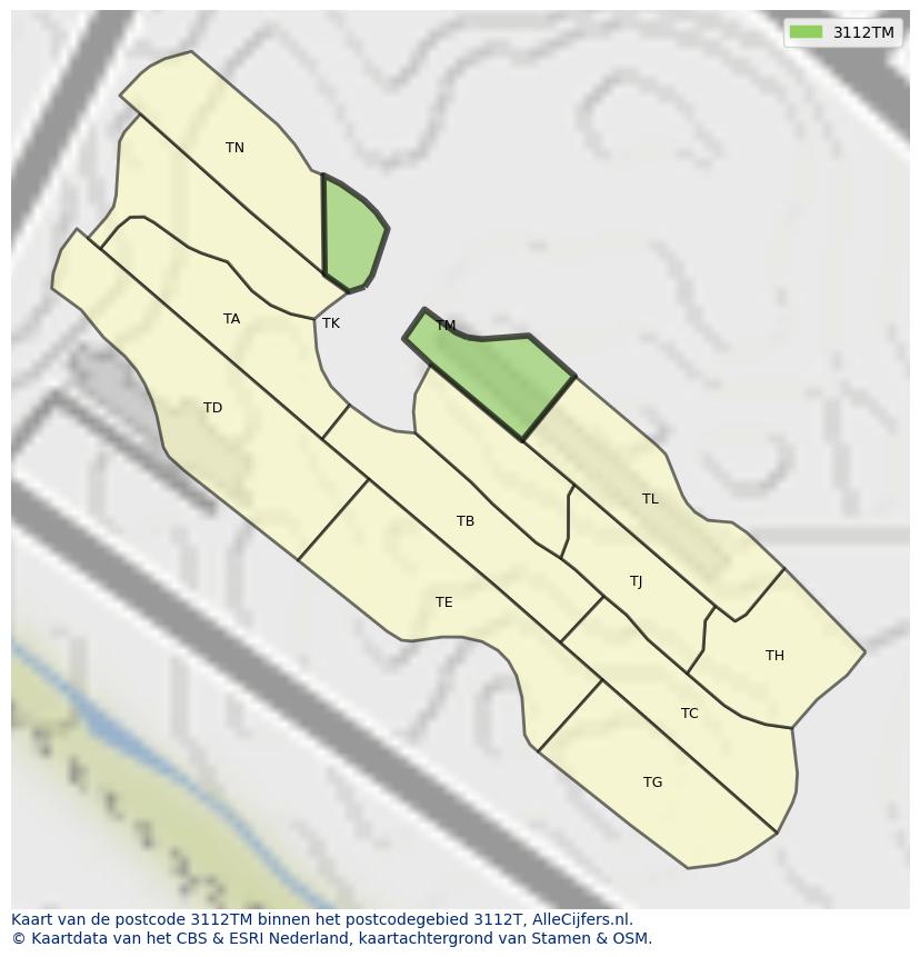 Afbeelding van het postcodegebied 3112 TM op de kaart.
