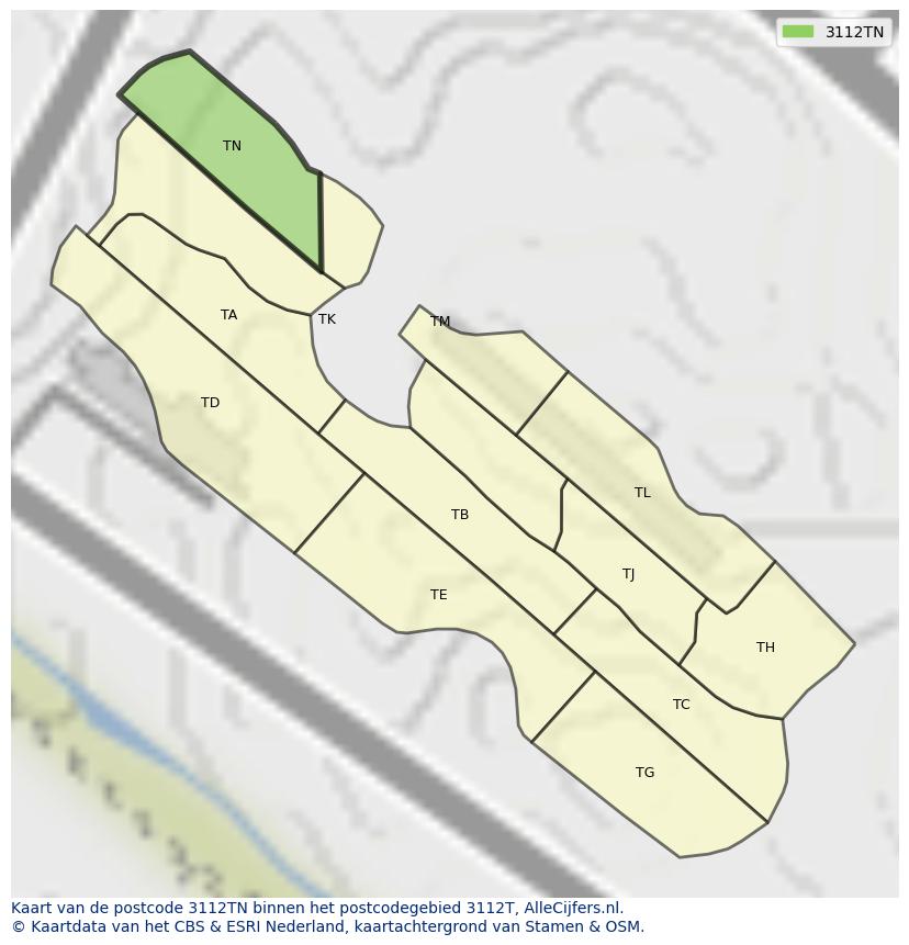 Afbeelding van het postcodegebied 3112 TN op de kaart.