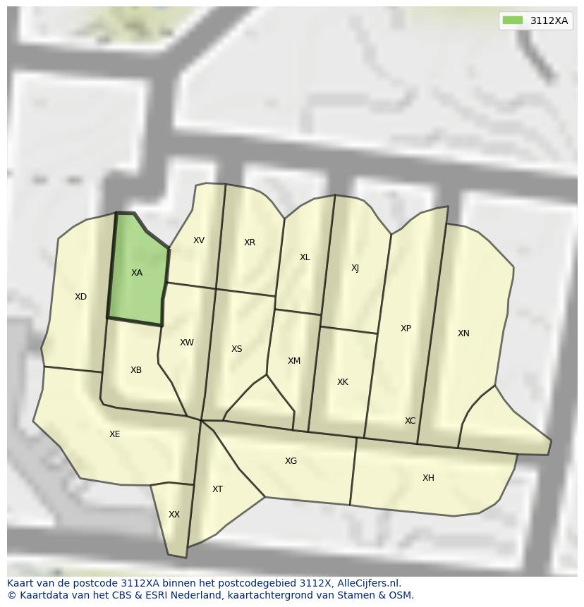 Afbeelding van het postcodegebied 3112 XA op de kaart.