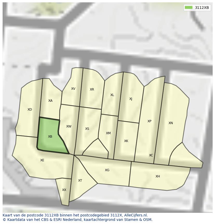 Afbeelding van het postcodegebied 3112 XB op de kaart.