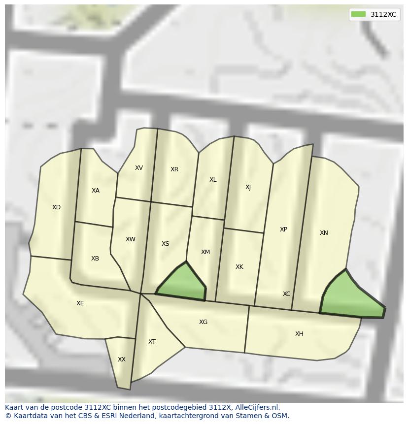 Afbeelding van het postcodegebied 3112 XC op de kaart.