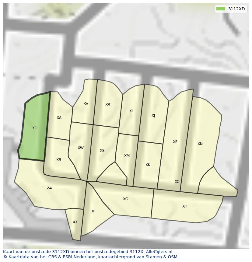 Afbeelding van het postcodegebied 3112 XD op de kaart.
