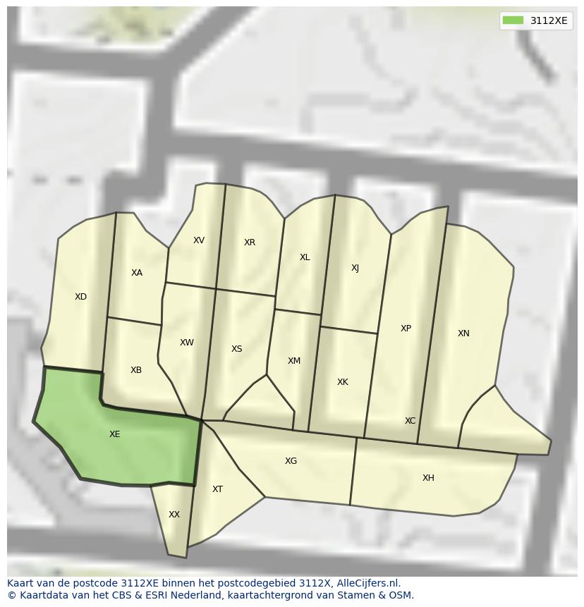 Afbeelding van het postcodegebied 3112 XE op de kaart.