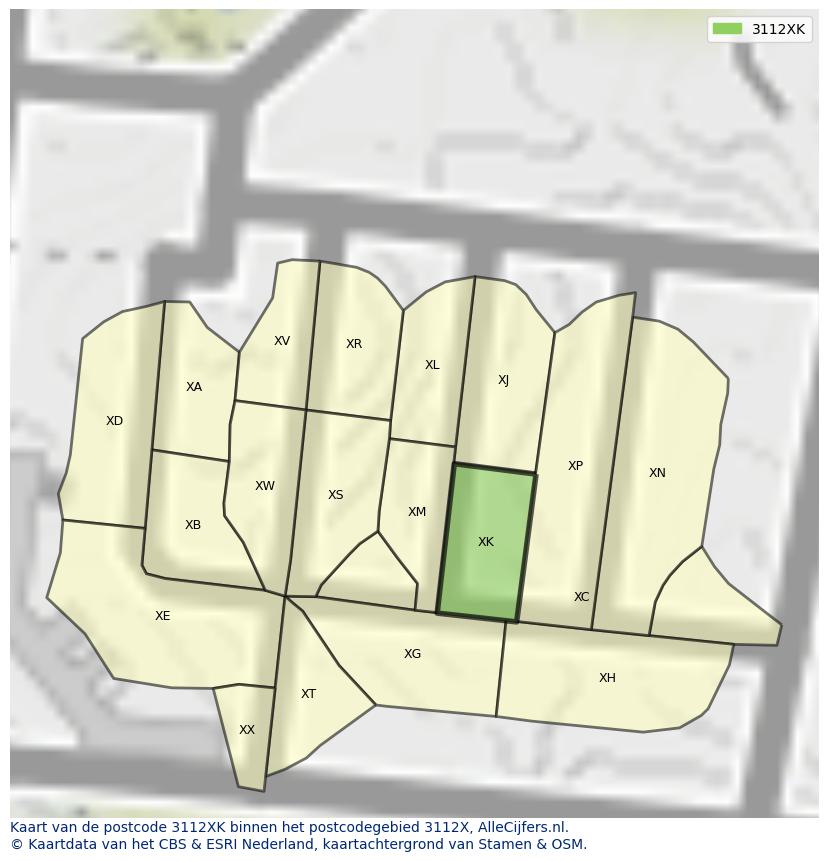 Afbeelding van het postcodegebied 3112 XK op de kaart.