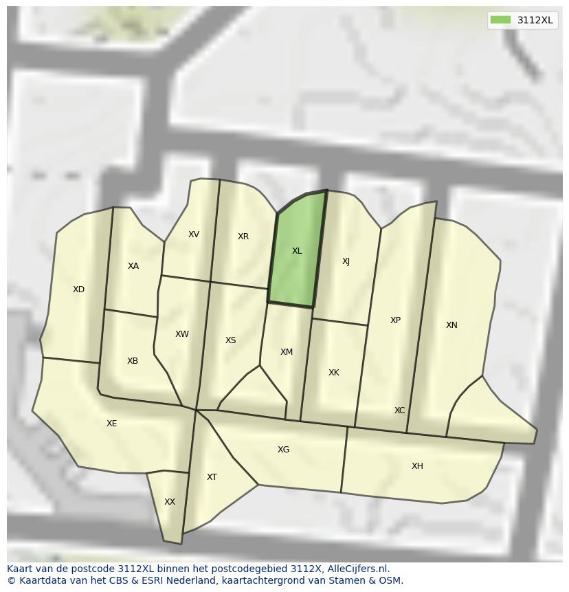Afbeelding van het postcodegebied 3112 XL op de kaart.