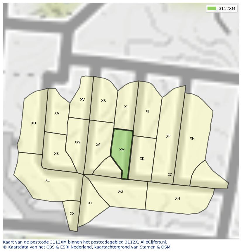 Afbeelding van het postcodegebied 3112 XM op de kaart.