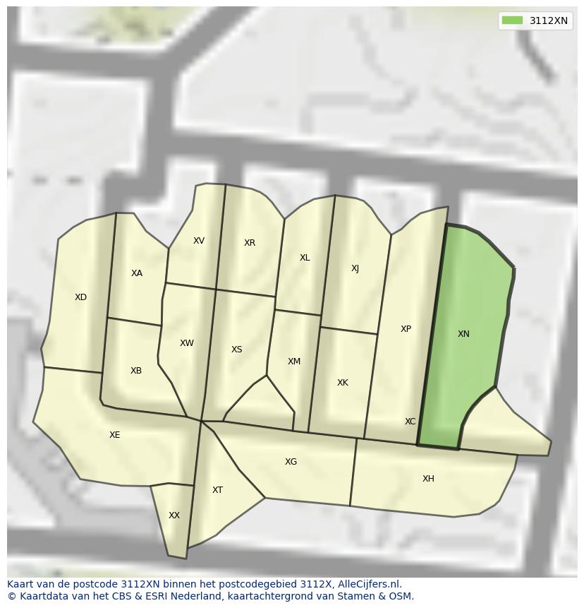 Afbeelding van het postcodegebied 3112 XN op de kaart.