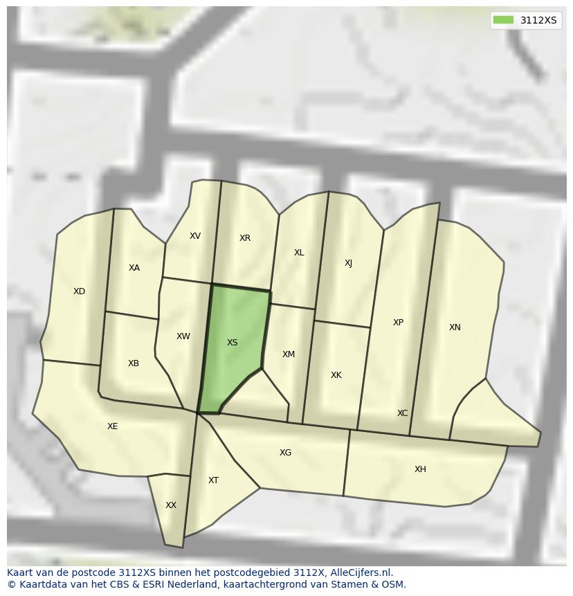 Afbeelding van het postcodegebied 3112 XS op de kaart.