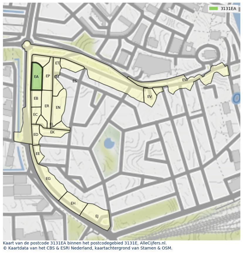 Afbeelding van het postcodegebied 3131 EA op de kaart.