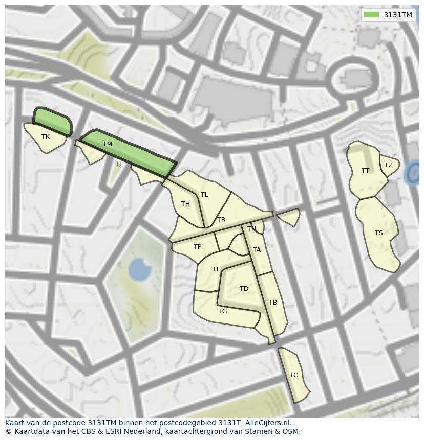 Afbeelding van het postcodegebied 3131 TM op de kaart.
