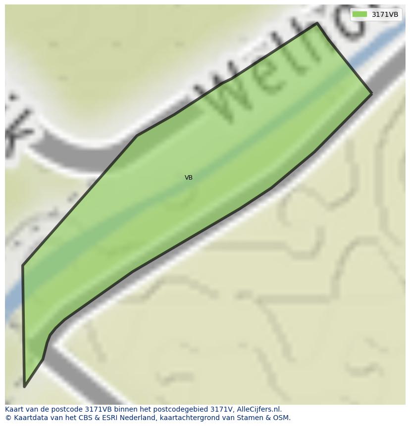 Afbeelding van het postcodegebied 3171 VB op de kaart.