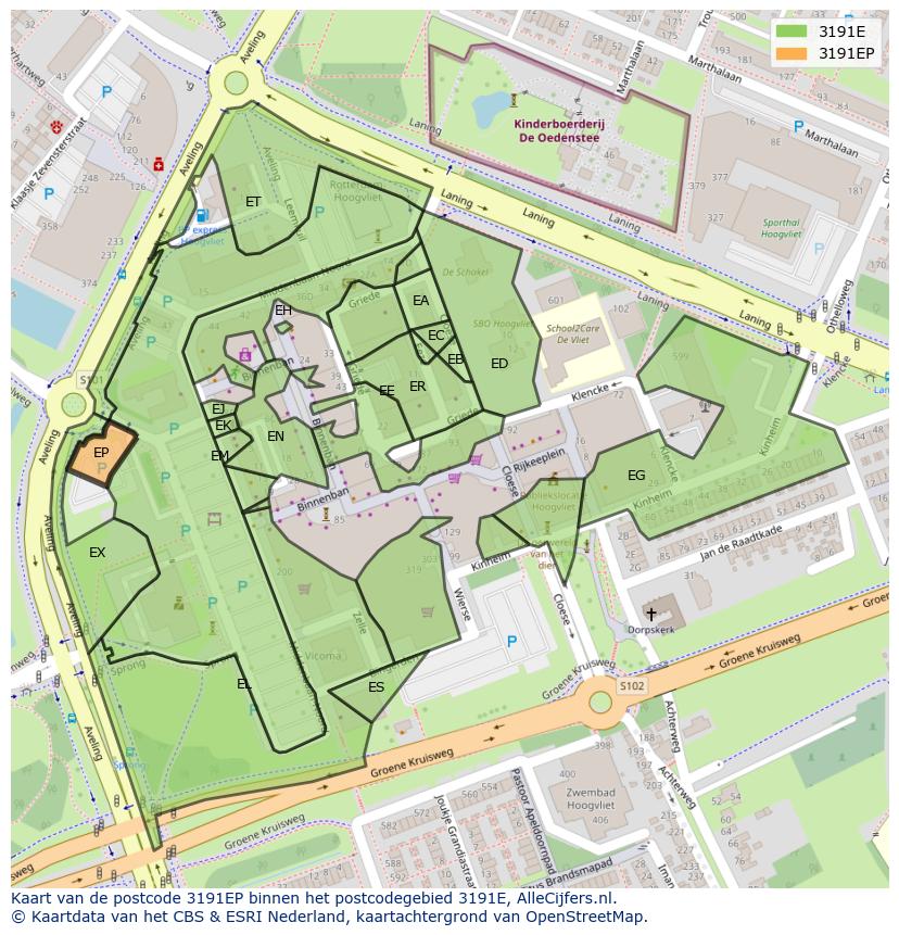 Afbeelding van het postcodegebied 3191 EP op de kaart.