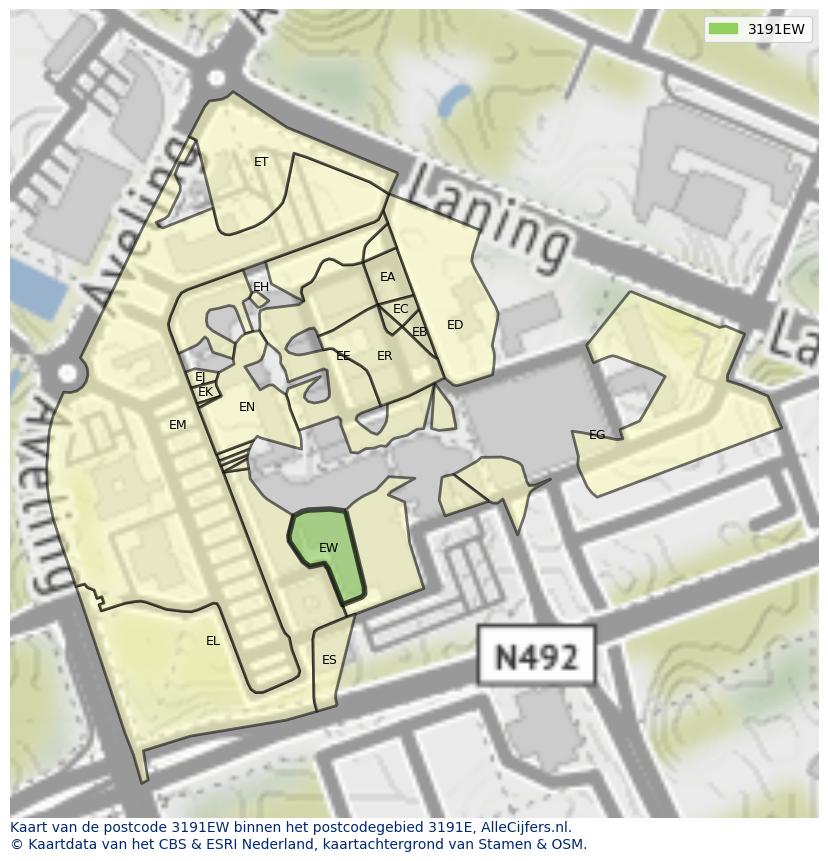 Afbeelding van het postcodegebied 3191 EW op de kaart.