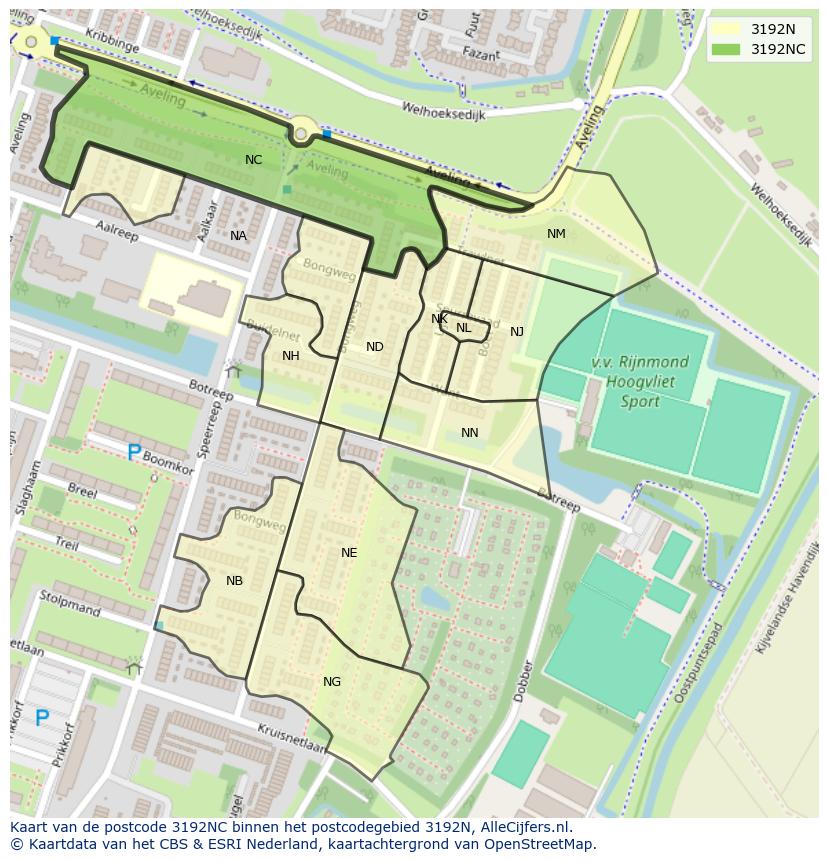 Afbeelding van het postcodegebied 3192 NC op de kaart.