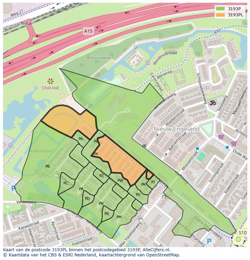 Afbeelding van het postcodegebied 3193 PL op de kaart.