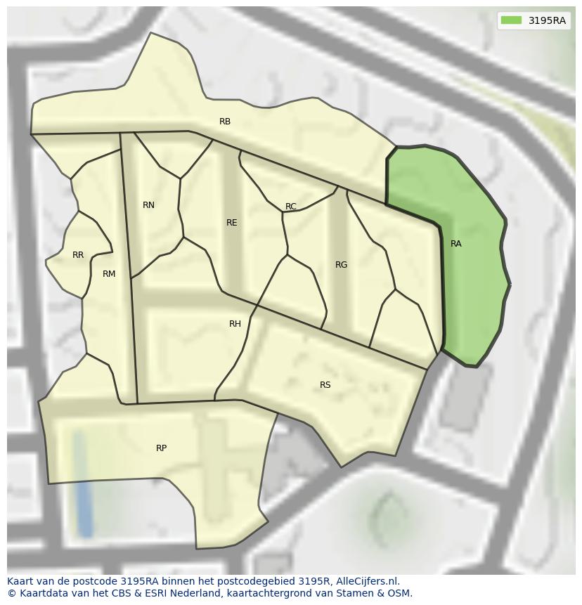 Afbeelding van het postcodegebied 3195 RA op de kaart.