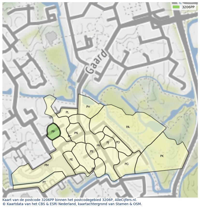 Afbeelding van het postcodegebied 3206 PP op de kaart.