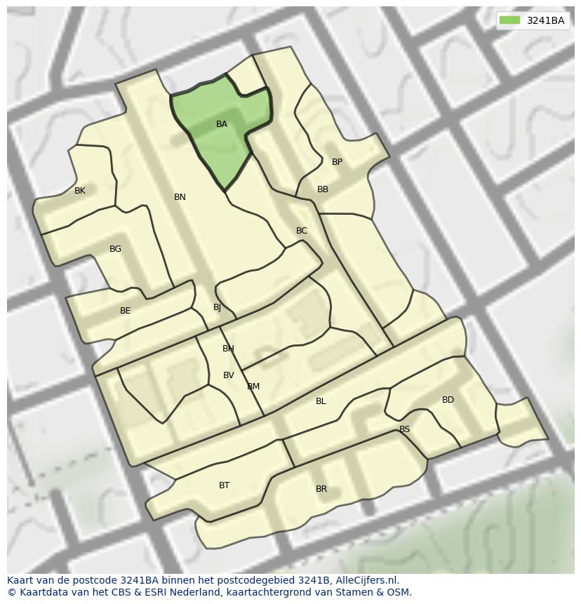 Afbeelding van het postcodegebied 3241 BA op de kaart.