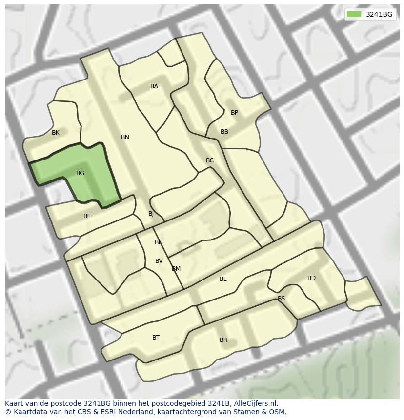 Afbeelding van het postcodegebied 3241 BG op de kaart.