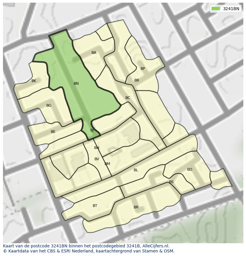 Afbeelding van het postcodegebied 3241 BN op de kaart.