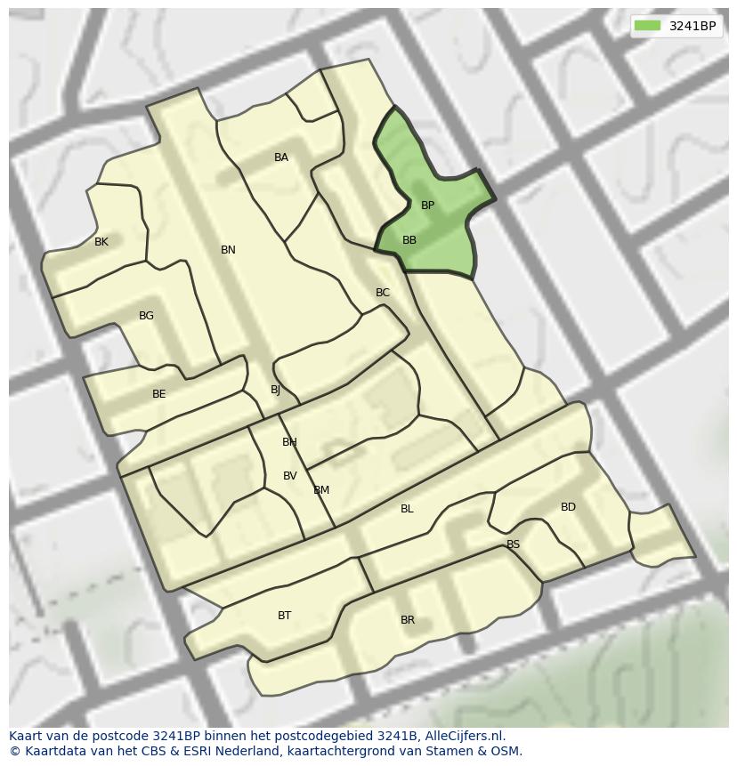 Afbeelding van het postcodegebied 3241 BP op de kaart.