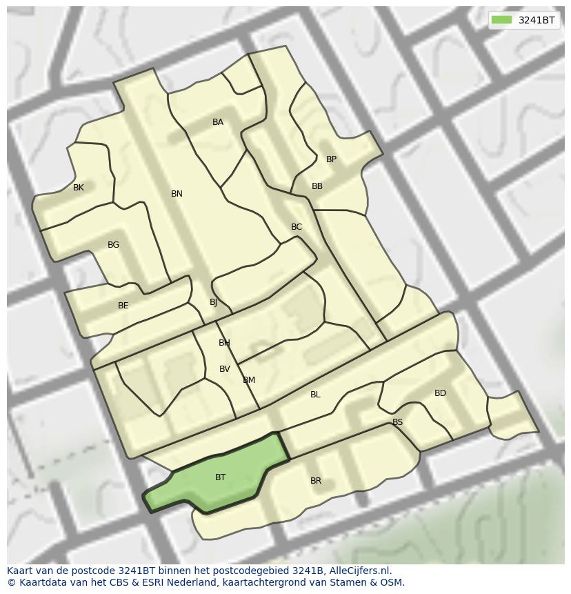 Afbeelding van het postcodegebied 3241 BT op de kaart.