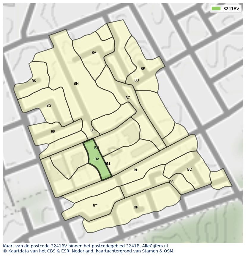 Afbeelding van het postcodegebied 3241 BV op de kaart.