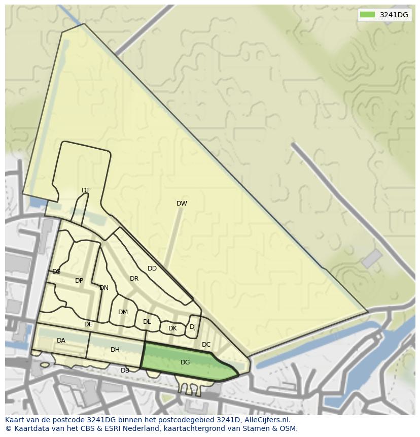 Afbeelding van het postcodegebied 3241 DG op de kaart.