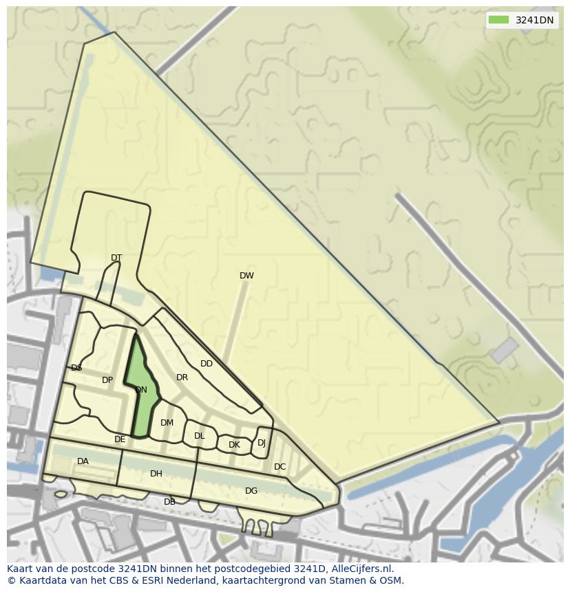 Afbeelding van het postcodegebied 3241 DN op de kaart.