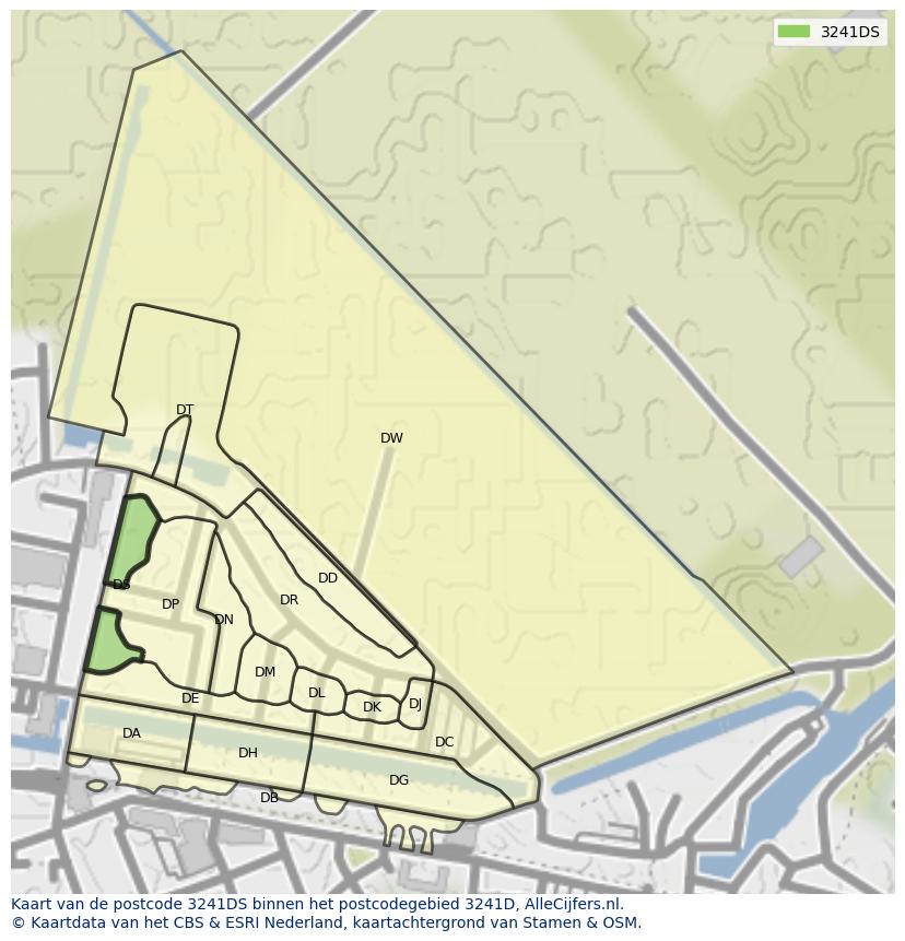 Afbeelding van het postcodegebied 3241 DS op de kaart.