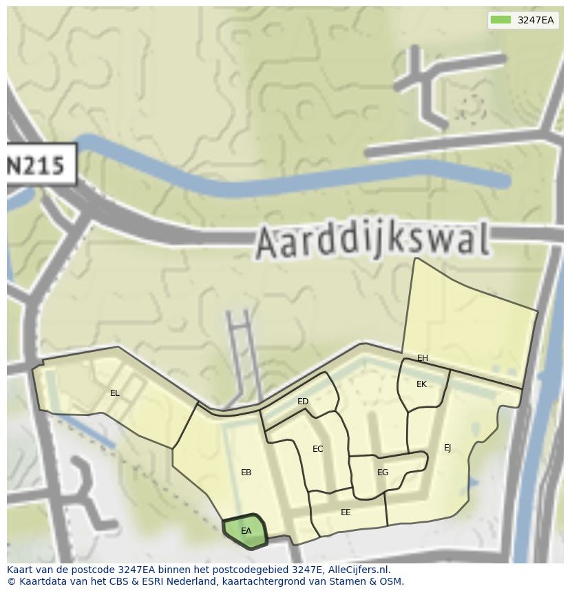 Afbeelding van het postcodegebied 3247 EA op de kaart.