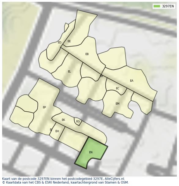 Afbeelding van het postcodegebied 3297 EN op de kaart.