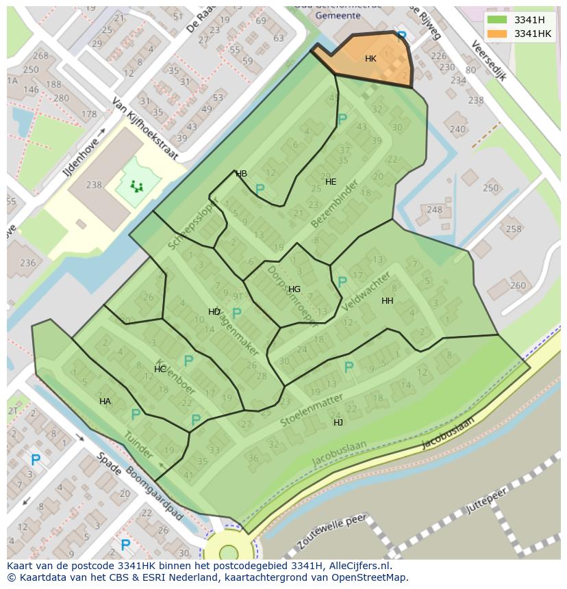 Afbeelding van het postcodegebied 3341 HK op de kaart.