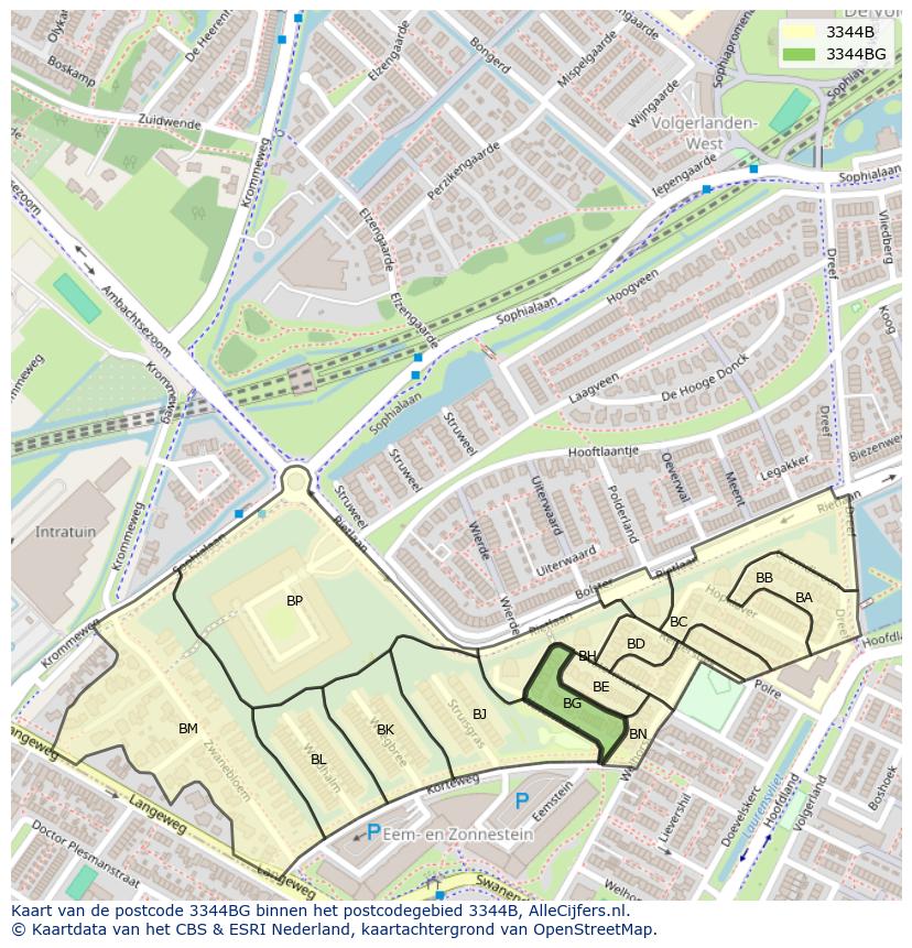Afbeelding van het postcodegebied 3344 BG op de kaart.
