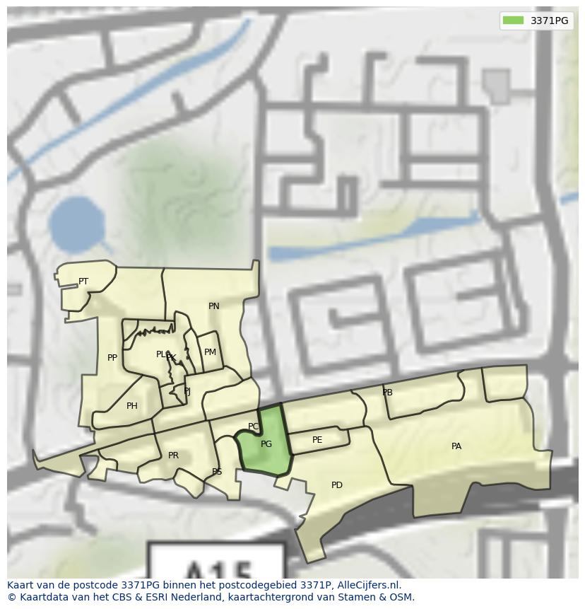 Afbeelding van het postcodegebied 3371 PG op de kaart.