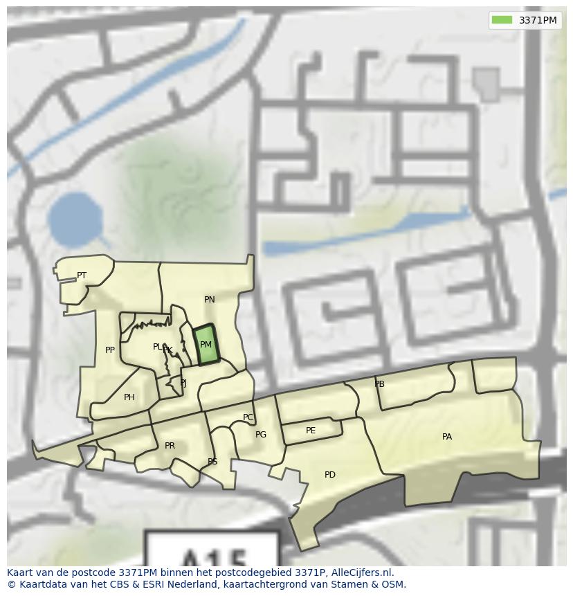 Afbeelding van het postcodegebied 3371 PM op de kaart.
